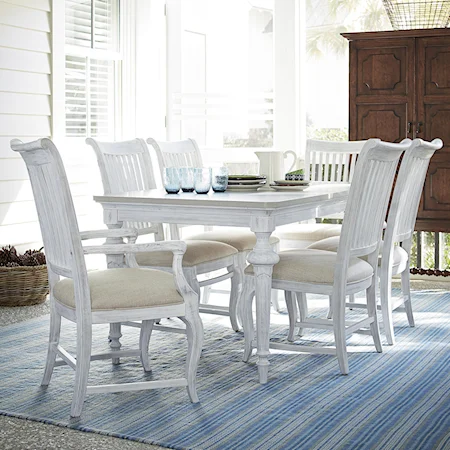 7 Piece Dining Set with Slat Back Chairs